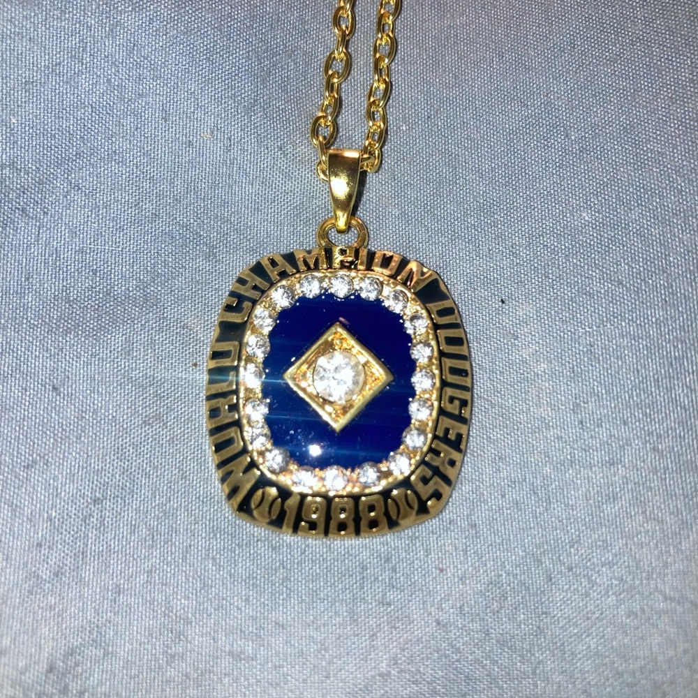 Blue and Gold Champion Dodgers Pendant Necklace
